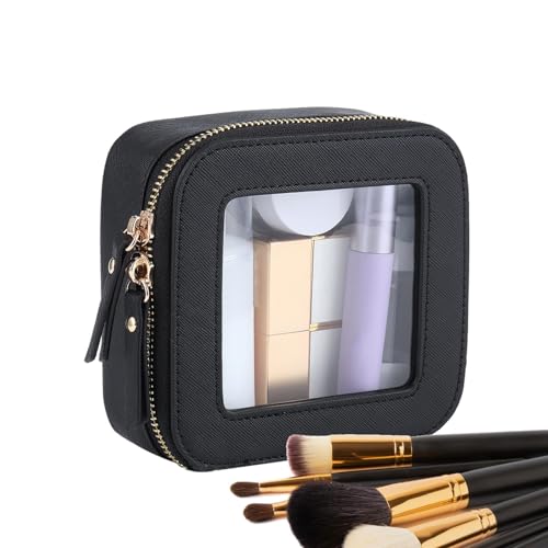 Gungtj Reise-Kosmetiktasche, tragbare Kosmetiktasche, Transparente Make-up-Tasche aus PU-Leder, Modische Make-up-Tasche mit Reißverschluss, leichte Aufbewahrungstasche für Camping-Geschäftsreisen von Gungtj