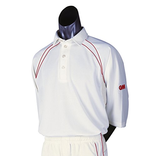 Gunn & Moore Teknik Herren kurzärmeliges Cricketshirt Größe L Beige - Cream/Maroon von Gunn & Moore