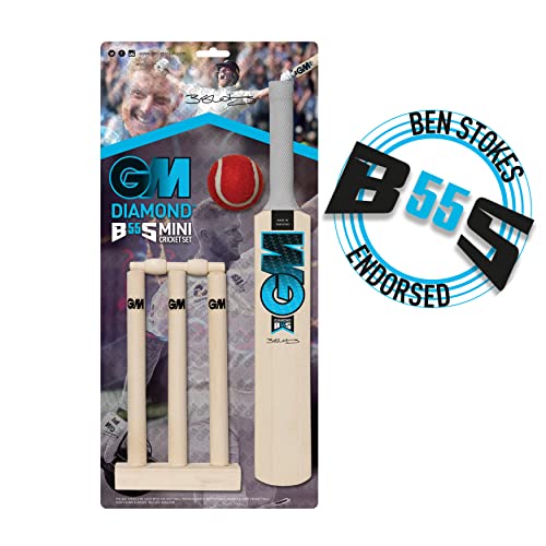 Gunn & Moore GM Cricketschläger- und Stumpfset aus Holz, BS55 Ben Stokes Range – Mini-Cricket-Set von Gunn & Moore