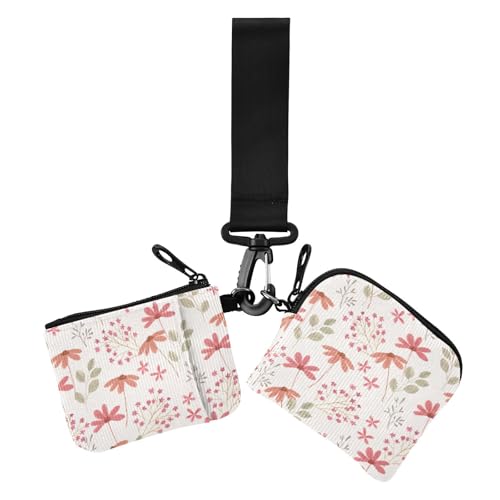 Damen Kleingeldbörse Kartenetuis Vintage Blumen Bauernhaus Rot Klein Tragbar Kartenhalter mit Reißverschlusstasche für Männer Frauen 2 Packungen, Vintage Blumen Bauernhaus 22, 4.13" x 3.51" & 4.13" x von GuoChe