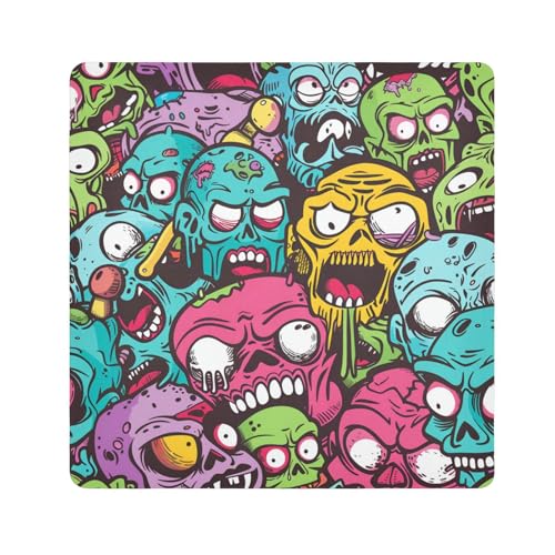 GuoChe Selbstklebende Make-up-Tasche, Stoff, bunt, Cartoon-Zombie-Graffiti-Organizer, Wickeltasche, Kameralinse, Tuch für Toilettenartikel, 34 x 34 cm, Bunte Cartoon-Zombie-Graffiti, 13.8x13.8in, Art von GuoChe