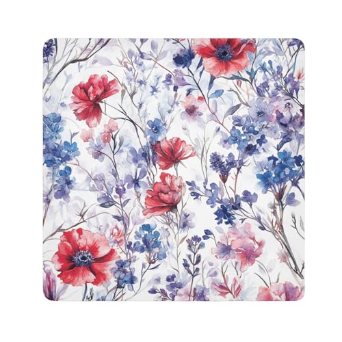 GuoChe Selbstklebender Make-up-Organizer aus Stoff, Motiv: niedliche Blumen, rustikal, Reise-Make-up-Organizer, Wickeltasche, Kamera-Objektivtuch, Wickeltasche für Damen, 45 x 45 cm, Spring Cute von GuoChe