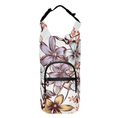 GuoChe Wasserflaschen-Trageträger mit Blumenmotiv, weiß, isolierte Tasche für Wasserflaschen, Gürtelhalter, passend für 590 ml, 680 ml, 907 ml, 1134 ml Flaschen von GuoChe