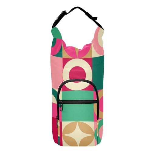 GuoChe Wasserflaschenträger Symbol kariert Weihnachten Neujahr Grün Hot Pfirsich Kordelzug Rucksack mit Wasserflaschenhalter Wasserflasche Zubehör, passend für 590 ml, 680 ml, 907 ml, 1134 ml von GuoChe