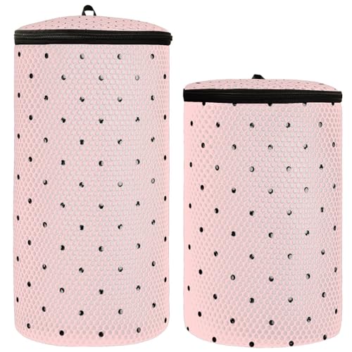 Schuhwaschmaschinentasche Schuhwaschbeutel für Turnschuhe 2er Set Wäsche Schuhbeutel für Waschmaschine Waschbeutel für Schuhe Schwarz Polka Dots auf Pfirsich-Hintergrund, Mehrfarbig/Meereswellen von GuoChe