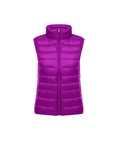 GUOCU Classics Damen Weste Winter Warm Steppweste Gesteppt Stehkragen Daunenweste Weste Jacke Ultraleicht Übergangsweste Packbare Leichte Ärmellose Daunen Winterjacke Kurze Daunenjacke Lila M von GUOCU