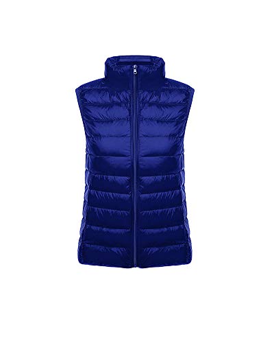 GUOCU Classics Damen Weste Winter Warm Steppweste Gesteppt Stehkragen Daunenweste Weste Jacke Ultraleicht Übergangsweste Packbare Leichte Ärmellose Daunen Winterjacke Kurze Daunenjacke Marine XL von GUOCU