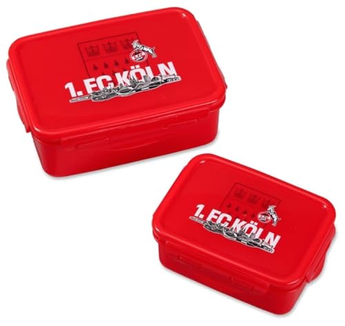 1. FC Köln Brotdose - Skyline - 2er Set Lunchbox | Frühstücksbox | Vorratsdose - Plus Lesezeichen I Love Köln von Guoml