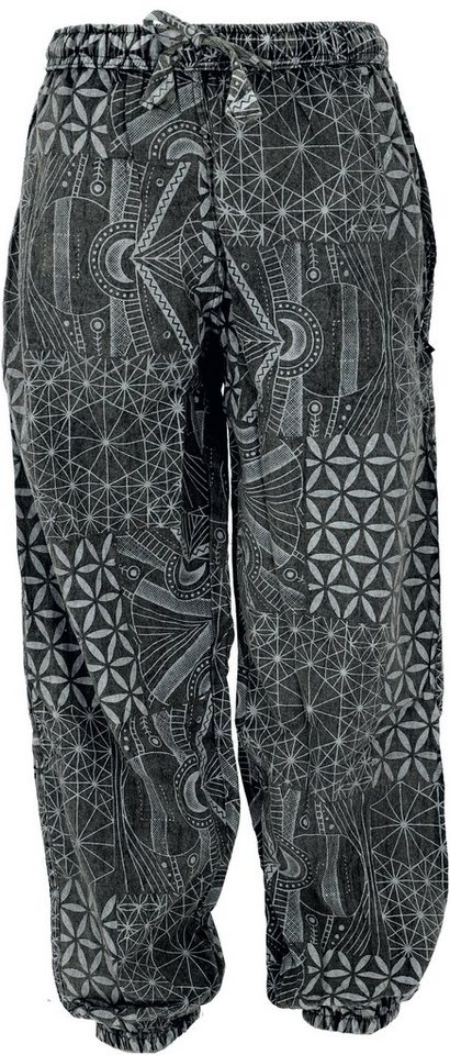 Guru-Shop Relaxhose Stonewash Yogahose, Unisex Baumwoll-Goa-Hose.. Retro, Ethno Style, alternative Bekleidung von Guru-Shop