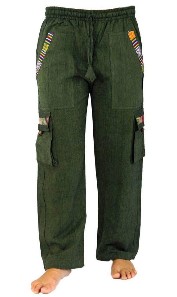 Guru-Shop Relaxhose Yogahose, Goa Hose im Ethnostyle - olive Ethno Style, alternative Bekleidung, Hippie von Guru-Shop