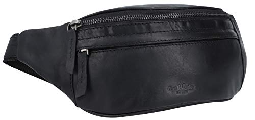 Gusti Hüfttasche Leder - Spencer Damen und Herren Gürteltasche Bauchtasche Umhängetasche Schwarz Leder von Gusti