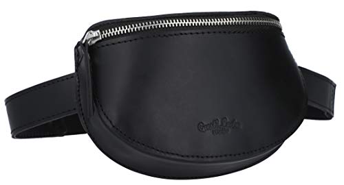 Gusti Bauchtasche Leder-Neele Damen und Herren Festivaltasche Schultertasche Alltagstasche Tasche Crossbody Ledertasche Vintage Schwarz Leder von Gusti