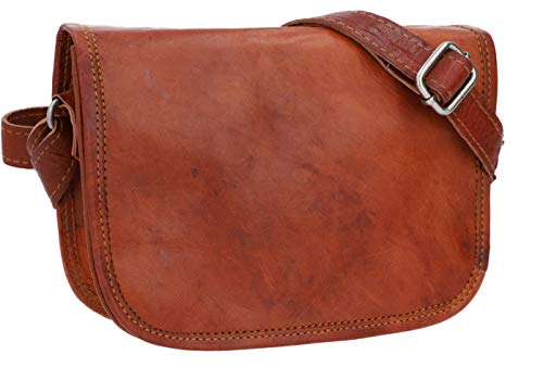 Gusti Handtasche Leder - Summer M Damen Kleine Handtasche Umhängetasche Echt Leder Vintage Braun von Gusti