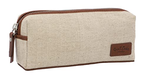 Gusti Leder Federmappe - Franklin Stiftetui aus Canvas & Rindsleder, federmäppchen Leder, nachhaltiges Mäppchen Leder für Uni & Büro, Reißverschluss, beige, 0.8L Gusti Leder Federmappe - Franklin Stiftetui aus Canvas & Rindsleder, federmäppchen Leder, nachhaltiges Mäppchen Leder für Uni & Büro, Reißverschluss, beige, 0.8L von Gusti