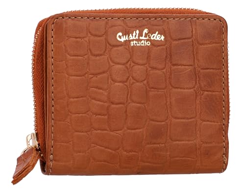 Gusti Geldbörse Leder - Monika Portemonnaie Kartenhülle Kartenhalter Kartenetui Brieftasche klein Portmonee Damen Leder (Braun) von Gusti