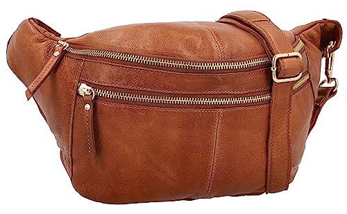 Gusti Gürteltasche Leder - Freya Bauchtasche Hüfttasche Festivaltasche Tasche Handtasche Leder Braun von Gusti