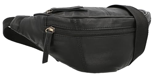 Gusti Gürteltasche Leder- Lori Damen und Herren Bauchtasche Festivaltasche Hüfttasche Vintage Schwarz Leder von Gusti