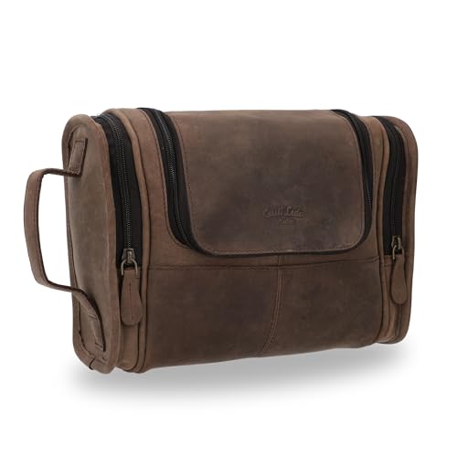 Gusti Kulturbeutel Leder - Chester Kosmetiktasche aus Büffelleder, Herren, wasserabweisend, viele Fächer, Haken zum Aufhängen, Kulturtasche Herren Leder, nachhaltig, Braun Gusti Kulturbeutel Leder - Chester Kosmetiktasche aus Büffelleder, Herren, wasserabweisend, viele Fächer, Haken zum Aufhängen, Kulturtasche Herren Leder, nachhaltig, Braun von Gusti