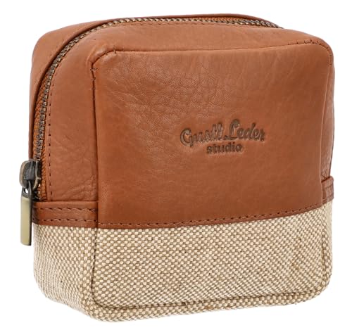Gusti Waschtasche Leder - Clara Kosmetiktasche Kulturtasche Kulturbeutel Schminktasche Braun Leder Canvas Gusti Waschtasche Leder - Clara Kosmetiktasche Kulturtasche Kulturbeutel Schminktasche Braun Leder Canvas von Gusti