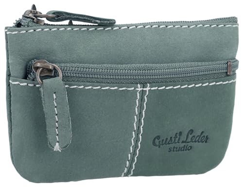 Gusti Schlüsseltasche Leder - Rook Schlüsseletui aus Büffelleder, Blau, mit Reißverschluss und Schlüsselring, Vintage Geldbörse Damen Leder Gusti Schlüsseltasche Leder - Rook Schlüsseletui aus Büffelleder, Blau, mit Reißverschluss und Schlüsselring, Vintage Geldbörse Damen Leder von Gusti