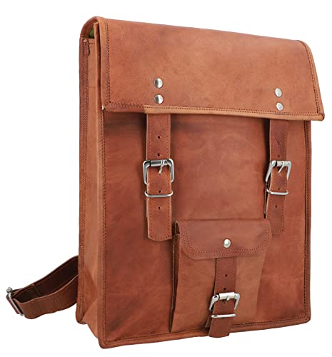 Gusti Tagesrucksack Leder - Joe Backpack Lederrucksack Rucksack Laptop Vinatge Retro Damen Herren Braun von Gusti