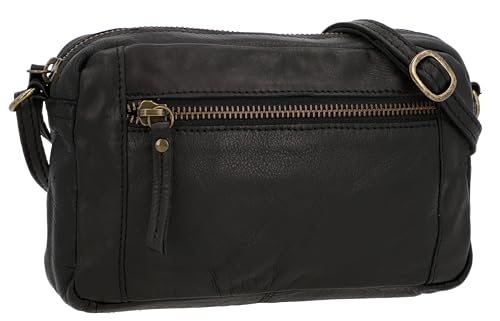 Gusti Umhängetasche Leder - Dominic Damen Handtasche Schultertasche Partytasche Festivaltasche Ledertasche Vintage Schwarz Leder von Gusti