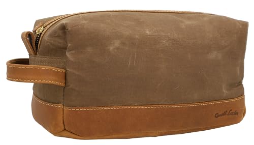 Gusti Waschtasche Leder - Myra Kulturtasche Kulturbeutel mit wasserfestem Canvas Braun Leder Gusti Waschtasche Leder - Myra Kulturtasche Kulturbeutel mit wasserfestem Canvas Braun Leder von Gusti
