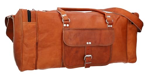 Gusti Reisetasche Leder Herren - Harvey Damen und Herren Saunatasche Leder - Weekender Herren Leder - Travel Bag Weekender - Koffer Vintage - Sporttasche Herren Leder Braun - Foldy Bags - Travel Bag von Gusti