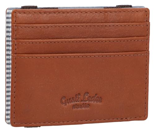 Gusti Portmonee Leder - Emanuel Wallet Kartenetui Visitenkartenhülle Kartenhülle Brieftasche EC-Karten-Hülle Magic Braun Leder von Gusti