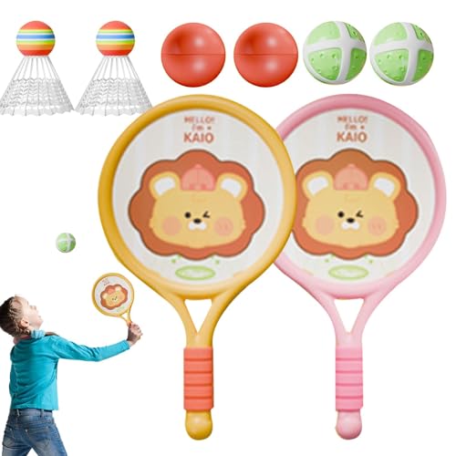 Guvbkfaw Badminton-Set für Kinder,Badminton-Set für Kinder | Elastische Schlägerspiele,Badmintonschläger für Kinder, elastisches Outdoor-Schlägersportspielzeug mit Federbällen von Guvbkfaw