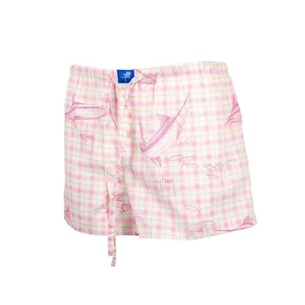 Guy Harvey Billfish Plaid Dorm Shorts Rosa L Frau von Guy Harvey