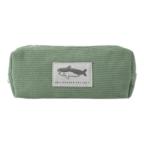 Gvblkq Animal Pencil Pouch, Shark Embroidered Pencil Bag, Corduroy Shark Stationery Pouch, Portable Pen Pouch, Cute Pen Bag, Cute Big Shark Square High-Value Stationery Storage Bag von Gvblkq