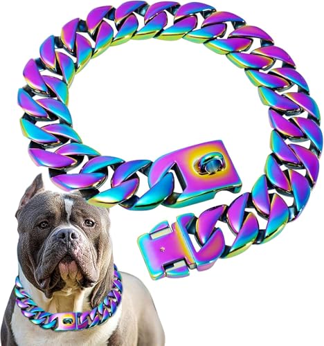 Gvqng Robustes Hundehalsband, 32 Mm Starkes WüRgehalsband FüR Hunde Mit Druckknopf, Edelstahl Hundetrainingshalsband, Glieder-WüRgehalsbäNder FüR Bully Pitbulls Und GroßE,C,16inch(40cm) von Gvqng