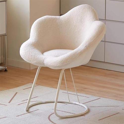 Gvqng Schminkstuhl mit Rücken, Blütenblattförmig Make-up-Stühle für Schlafzimmer, 6 Farben Einzelner Sofastuhl, Aus Stahl gemacht+Lammsamt, für Balkon, Wohnzimmer,White 1 Gvqng Schminkstuhl mit Rücken, Blütenblattförmig Make-up-Stühle für Schlafzimmer, 6 Farben Einzelner Sofastuhl, Aus Stahl gemacht+Lammsamt, für Balkon, Wohnzimmer,White 1 von Gvqng