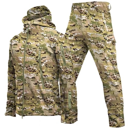 Gvqng Softshelljacke FüR Herren, MilitäRische Kampfanzug-Sets, Wasserdichtes, Winddichtes 2-Teiliges Skianzug-Set, Taktische Jacke Und Hose FüR Herren, FüR Armee-Kampfbekleidung,10,M von Gvqng