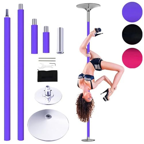 Gvqng Tanzstange, Drehbare Statische Tanzstange, Hochleistungs-Stripperstangen, Tragbare, Abnehmbare Pole-Dance-Stange, Professionelle Tanzstange, FüR Fitness, Training,Lila von Gvqng