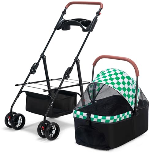 Gvqng Zusammenklappbarer Kinderwagen FüR Haustiere, Kinderwagen FüR Hunde Und Katzen, Kinderwagen FüR Kleine Hunde Mit Aufbewahrungskorb, 1 Set, Kinderwagen FüR Haustiere,07 von Gvqng