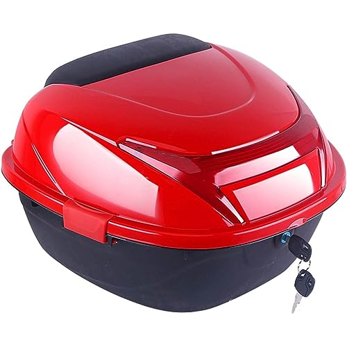 Motorrad-Topcase, Universal Motorrad-Heckkasten-Kofferraum, Wasserdicht Motorrad-Topcase, Gepäck Aufbewahrungsbehälter, Lagerträger Plastikbehälter mit weicher Rückenlehne,Rot Motorrad-Topcase, Universal Motorrad-Heckkasten-Kofferraum, Wasserdicht Motorrad-Topcase, Gepäck Aufbewahrungsbehälter, Lagerträger Plastikbehälter mit weicher Rückenlehne,Rot von Gvqng