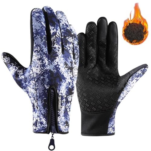 Gyagalre Frostfit - Thermo Handschuhe, Frostfit Handschuhe Herren Damen, Frostfit Thermohandschuhe mit Wasserabweisender Beschichtung und Touchscreen-Funktion (Tarnblau, L) von Gyagalre