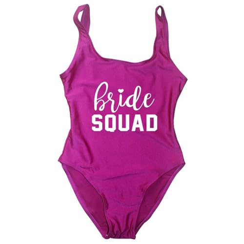 Gyios Bikini Damen Bachelorette Party Team Bride Squad Badeanzug Lady Hochzeitsfeier Badebekleidung-lila Kader 2-l von Gyios