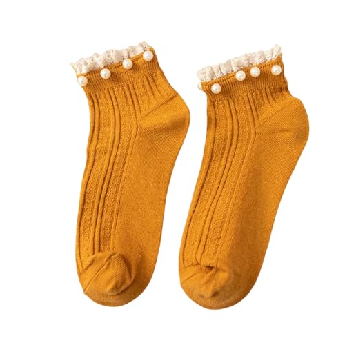 Gyios Kuschelsocken Women Socken Baumwolle 3 Paare Süße Mode Lässig Lässig Bequeme Stickerei Spitze Rüschen Massiv Mädchen Farbe Frauen Kurzer Knöchel-49-einheitsgröße von Gyios