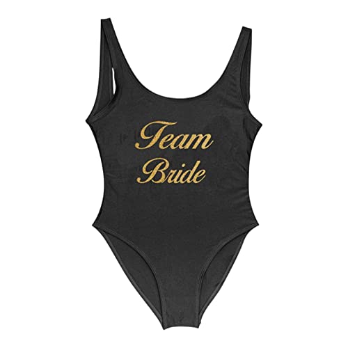 Gyios Tankini Damen Badebekleidung Frauen EIN Stück Badeanzug Team Braut Badeanzug Monokini Bodysuit Junggeselle Party-Team Bride 1,l von Gyios