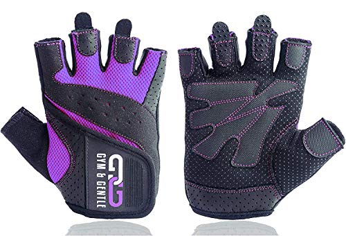 Gym & Gentle Damen Fitness Handschuhe - Schutz für Frauen beim Sport/Kraftsport/Fahrrad/Bodybuilding/Hanteltraining/Gym (Violett, L) von Gym & Gentle