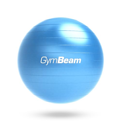 GymBeam Gymnastikball 65 cm - Inkl. Pumpe, verbessert Stabilität und Körperkontrolle, lindert Rückenschmerzen, geeignet für Kräftigungsübungen und Prävention von Rückenschmerzen (Glossy Blue) von GymBeam