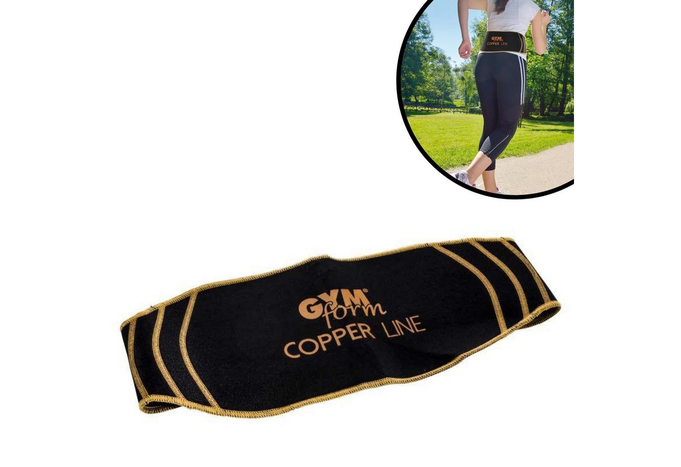 Gymform® Rückenbandage Copper Line Back Support (1-tlg), Lendenwirbelstütze - Entlastungsgürtel für Rücken, Klettverschluss von Gymform®