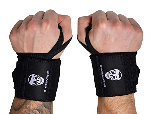 Gymreapers Gewichtheber-Handgelenkbandagen (Wettbewerbsqualität) 18" Handgelenkstütze in professioneller Qualität mit strapazierfähiger Daumenschlaufe - Beste Bandage (Schwarz, 18") von Gymreapers