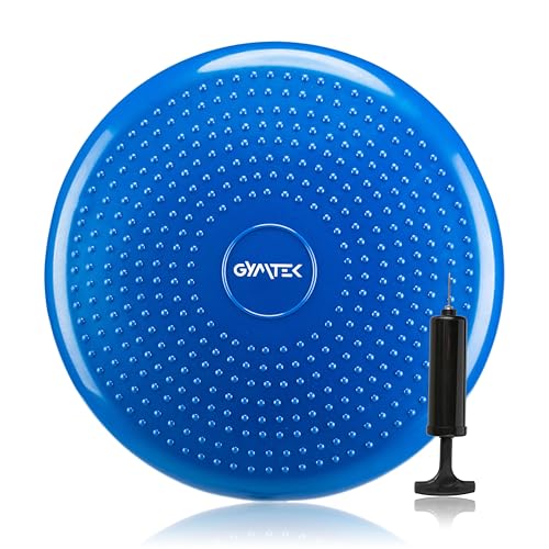 Gymtek Balance Kissen mit Pumpe, 33cm, Ballkissen, Gleichgewichtstrainer, Ballsitzkissen, Balance Pad, Luftkissen, Balance Pad, Gleichgewichtskissen, Balancekissen, Glatte und Noppen-Oberfläche, Blau Gymtek Balance Kissen mit Pumpe, 33cm, Ballkissen, Gleichgewichtstrainer, Ballsitzkissen, Balance Pad, Luftkissen, Balance Pad, Gleichgewichtskissen, Balancekissen, Glatte und Noppen-Oberfläche, Blau von Gymtek