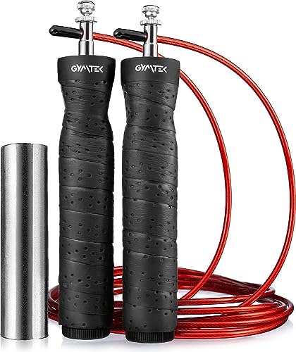 Gymtek Springseil Stahl Verstellbar, Springseil Lang, Springseil Boxen mit Kugellagern, Springseil Erwachsene Fitness, Jump Rope Rutschfeste Handgriffen, Boxing, Crossfit (Speed Rot mit Gewichten) Gymtek Springseil Stahl Verstellbar, Springseil Lang, Springseil Boxen mit Kugellagern, Springseil Erwachsene Fitness, Jump Rope Rutschfeste Handgriffen, Boxing, Crossfit (Speed Rot mit Gewichten) von Gymtek