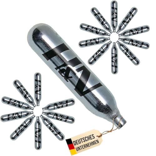 H&N Sport CO2 Kapseln 12g - 20er Pack für Softair, Paintball, Luftpistole oder Luftgewehr Airsoft CO² Patronen Kartuschen für CO2 Pistole Softairwaffen von H&N Sport