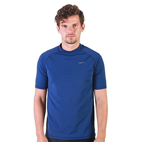Herren Rash Vest Rashguard Kurzarm schwarz Schnorcheln Schwimmen Surfen Tops Tauchen Anzug Beach T-Shirt Shortsleeve Herren Rash Vest Rashguard Kurzarm schwarz Schnorcheln Schwimmen Surfen Tops Tauchen Anzug Beach T-Shirt Shortsleeve von H.MILES